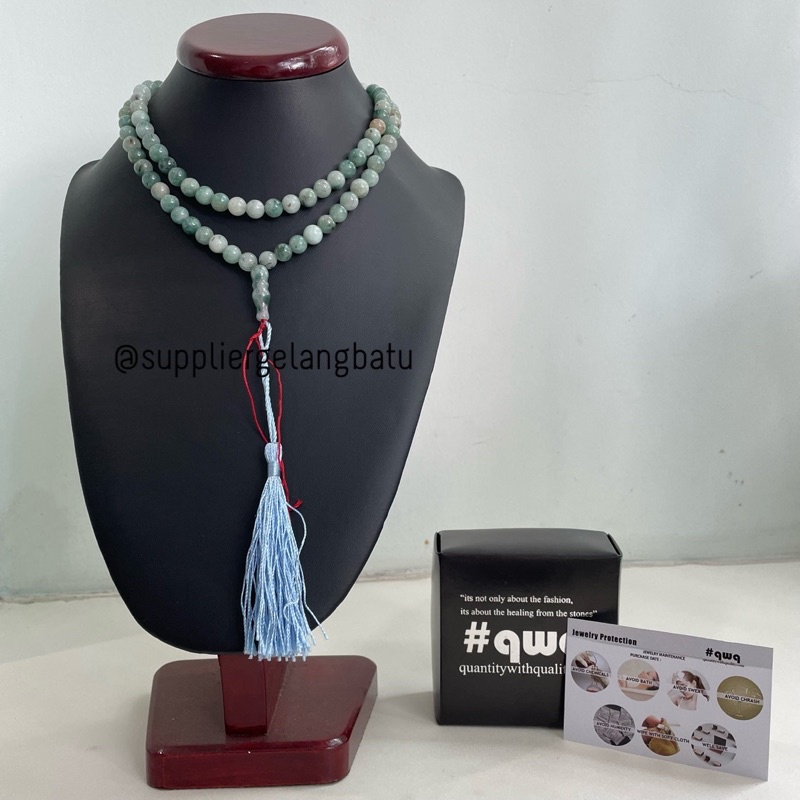 Tasbih Batu Alam GREEN AMAZONITE 99 butir 8mm termasuk box exclusive