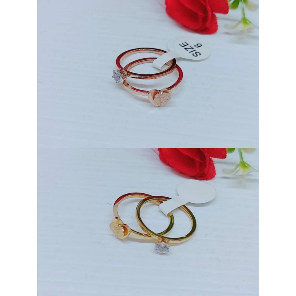 Cincin Titanium 2 Susun Permata Perhiasan Wanita P25/P26