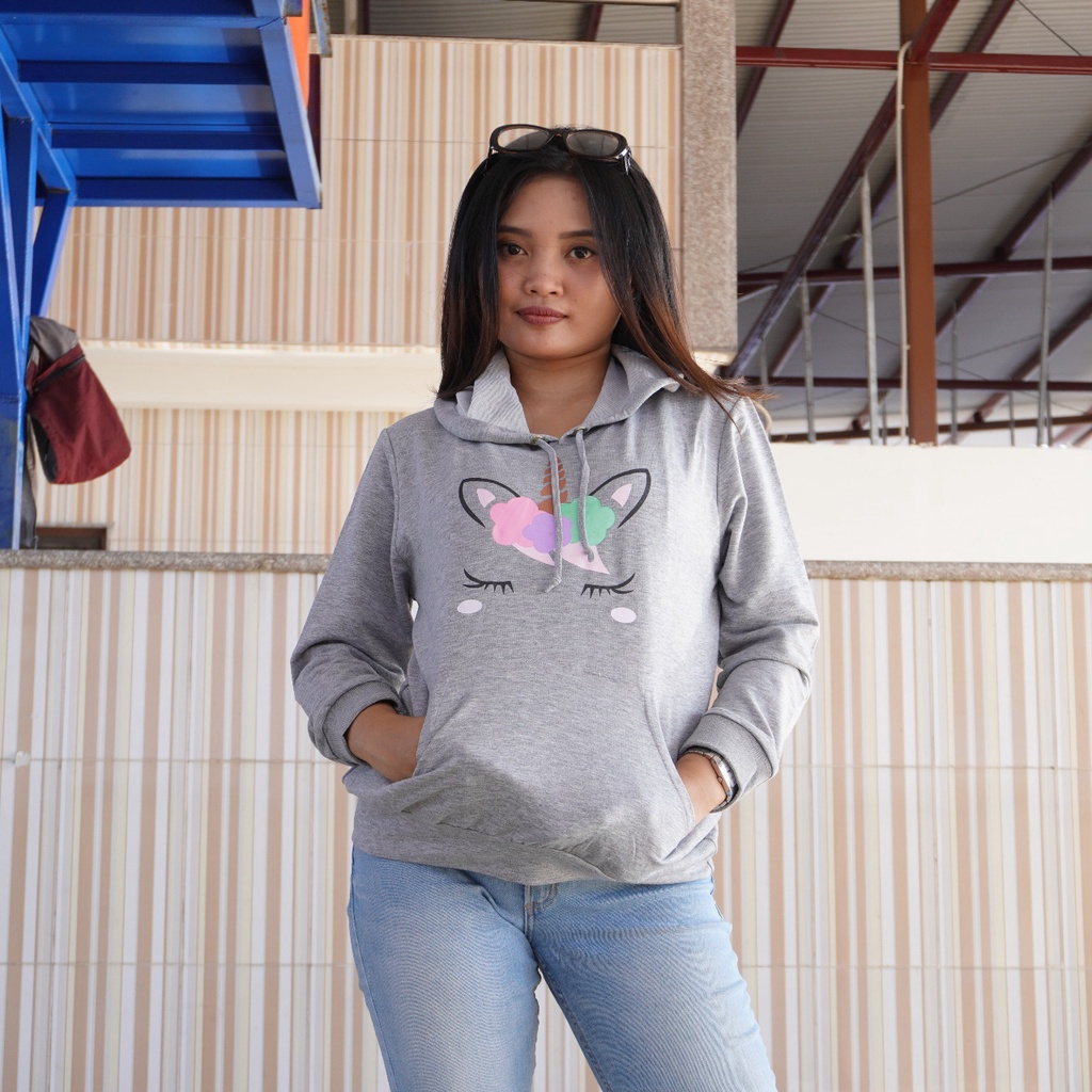 VS - Hoodie Fashion Wanita Unicorn Babyterry Premium