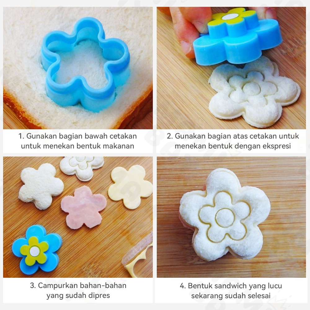 Mamibayi Cetakan Bekal Anak Karakter Set/Cetakan Pemotong Roti Sandwich Cookie Bentuk Hewan