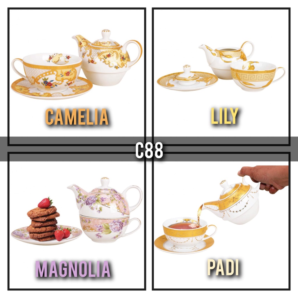 Tea Set Teko dengan Cangkir Vicenza C88