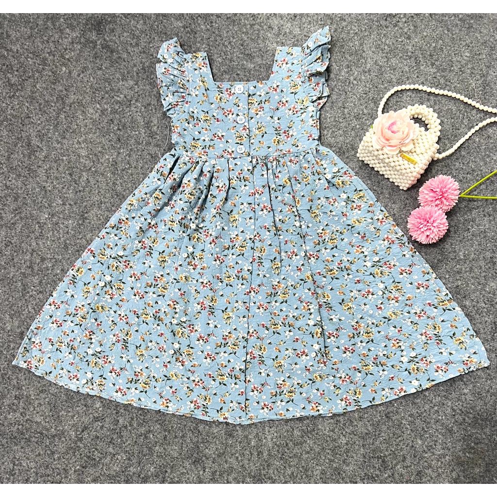 Jimmedy.id - Dress Anak Perempuan Imut Bunga Cantik Bahan Crincle Premium Untuk Umur 3 - 7 Tahun