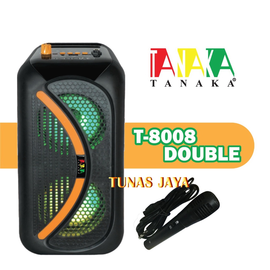 PROMO SPEAKER PORTABLE TANAKA T8008 DOUBEL  FREE MIC KARAOKE  TANAKA T 8008 DOUBEL