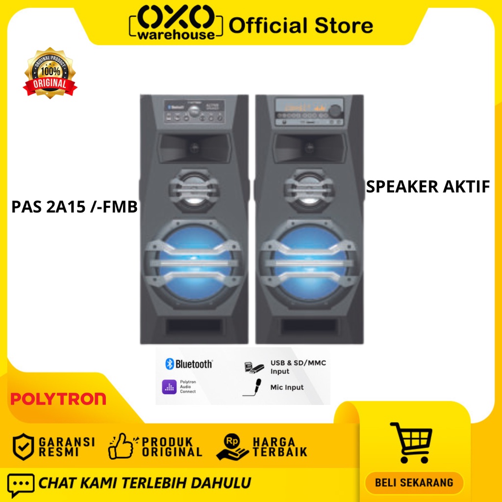 POLYTRON Speaker Aktif  PAS 2A15 /-FMB Low Watt Garansi Resmi