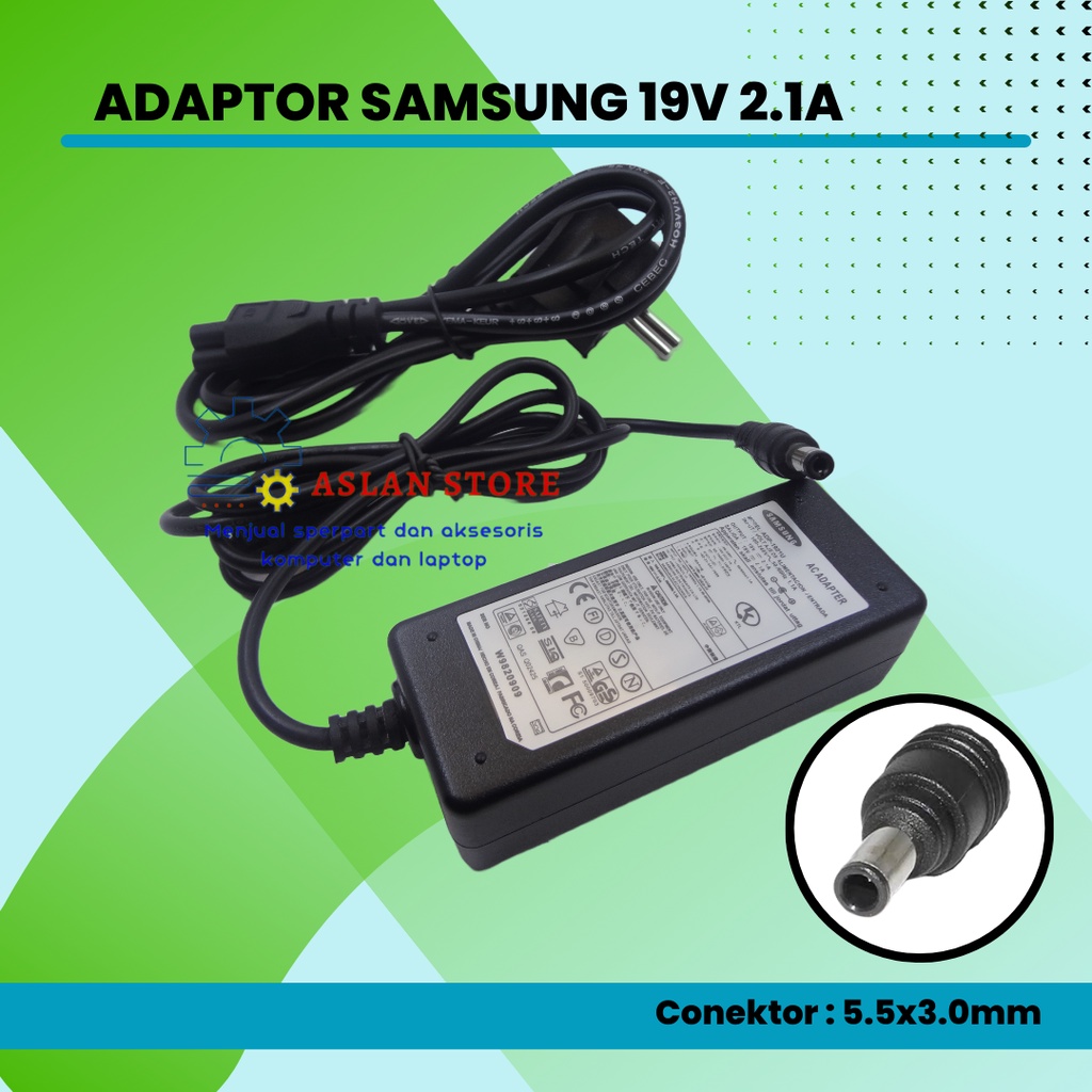 AC 40W 19V 2.1A untuk Pengisi Daya Samsung N145 N145P N148 N148P N150 N150P N208 N210 Plus N210P N218 N218P N220 N220P Adaptop Charger Samsung ORI 19v - 2.1a (BULAT JARUM) ORIGINAL