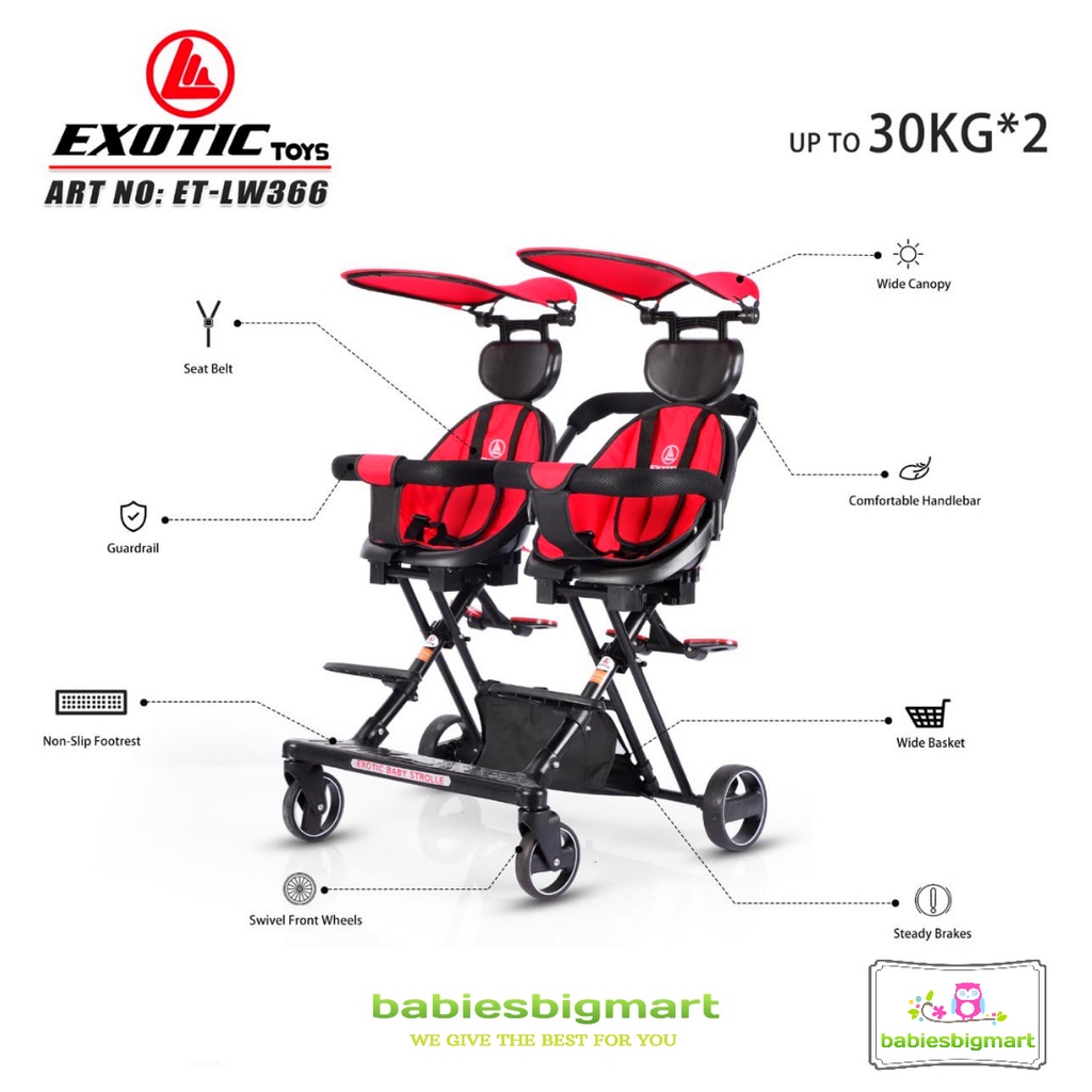 Magic Stroller EXOTIC ET LW 366 Kembar Kereta Dorong Stroler Anak New Hadap Depan Dan Belakang