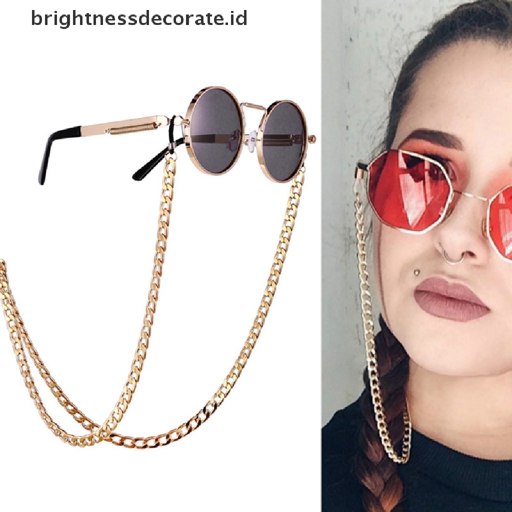 [Birth] Gold Sunglasses Hip Hop Strap Kalung Kacamata Tali Rantai Tali Baca [ID]