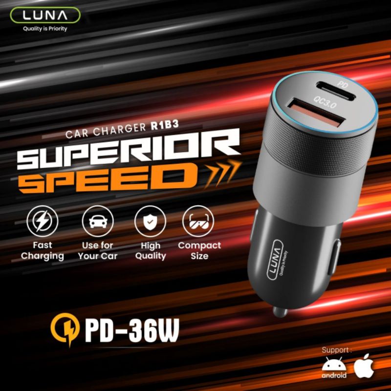 plug-in charger adapter mobil Luna tipe r1b4 r1b3 fast charging