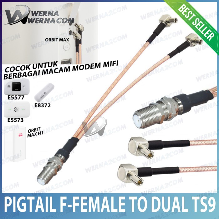 Produk Terbaru Pigtail F Female To Dual Ts9 Support All Modem Mifi Orbit Max, E5573