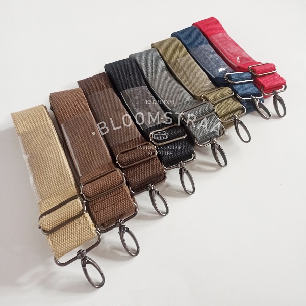 Bag Strap Cotton Black Nikel Import 38mm Tali Tas Katun Straps 38 mm