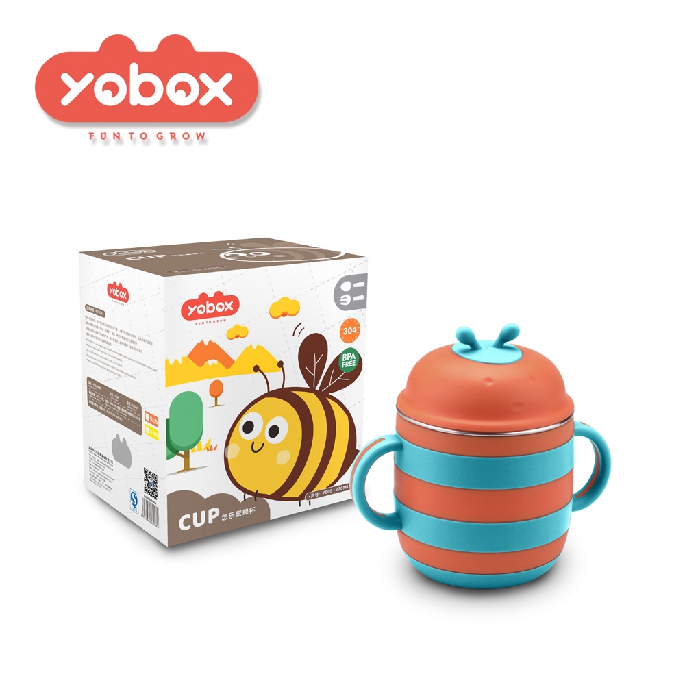 YOBOX Gelas bayi dengan pegangan model BEE Y008 YOOYEE Little Bee Baby Cup with Handle