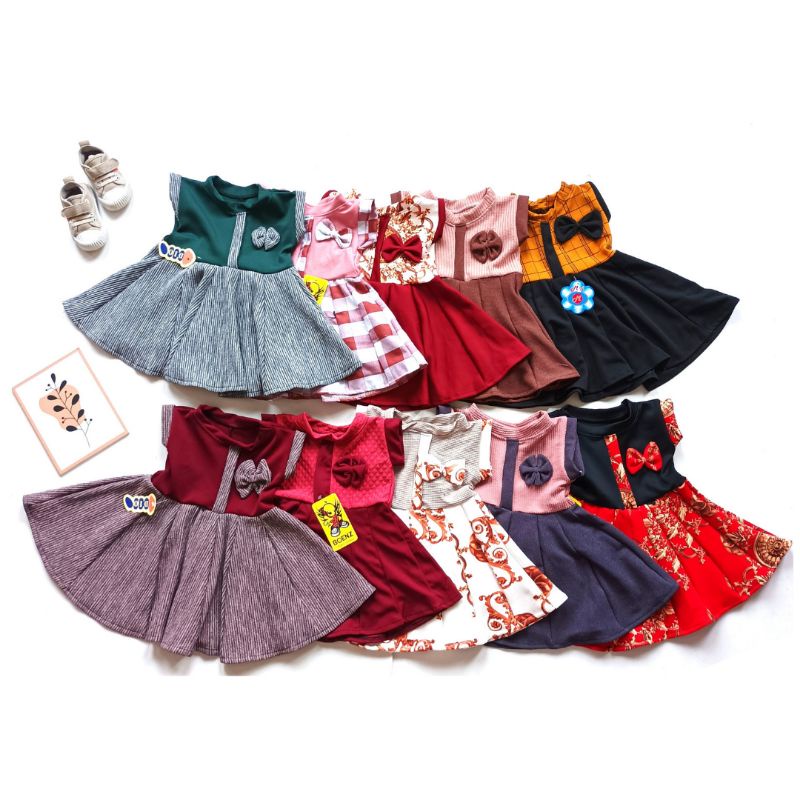 Paket Usaha Dress Anak Bayi Perempuan 10pcs/ Paket Usaha Baju Anak Gaun Harian