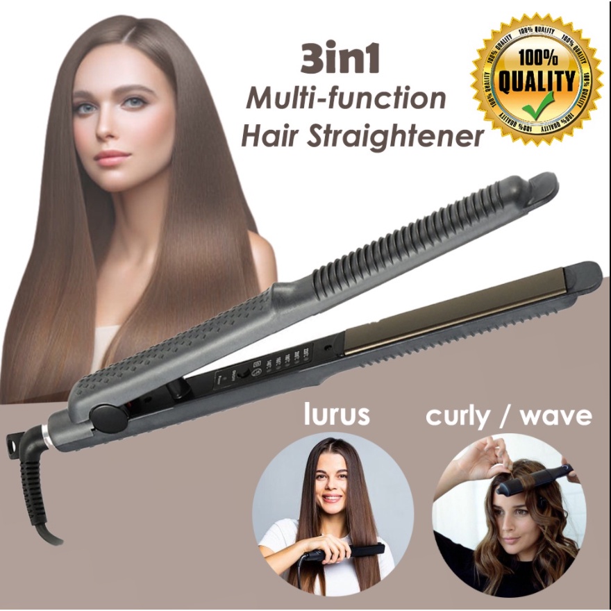 Catok Rambut 3 in 1 Pelurus Rambut Wave dan Keriting Rambut