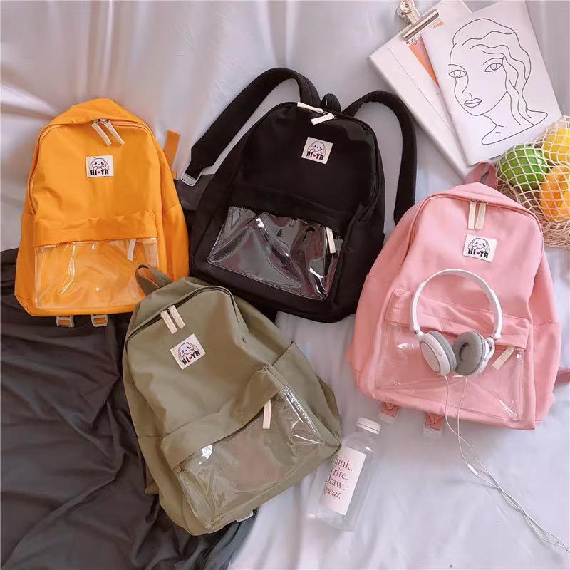 Murah Meriah Tas Backpack Sekolah Mika Korea Wanita 4 Warna  Army  /Hitam / Pink / Cream / Tas Hiya