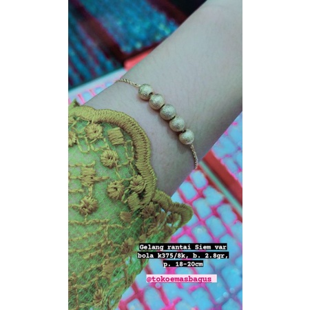 gelang rantai Siem emas asli variasi bola k375/8k
