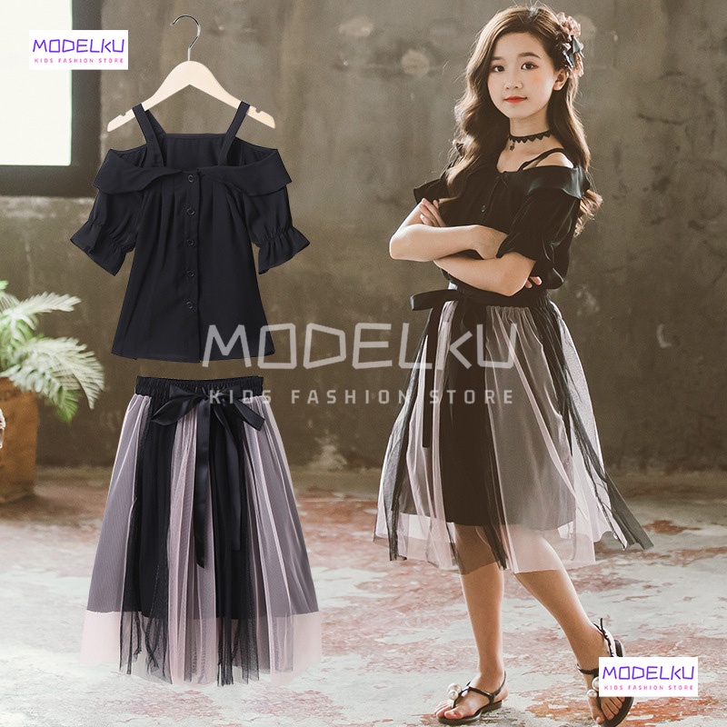 Baju Setelan Rok Anak Perempuan Import Premium Cewek Umur 8 9 10 11 12 13 Tahun STEL22