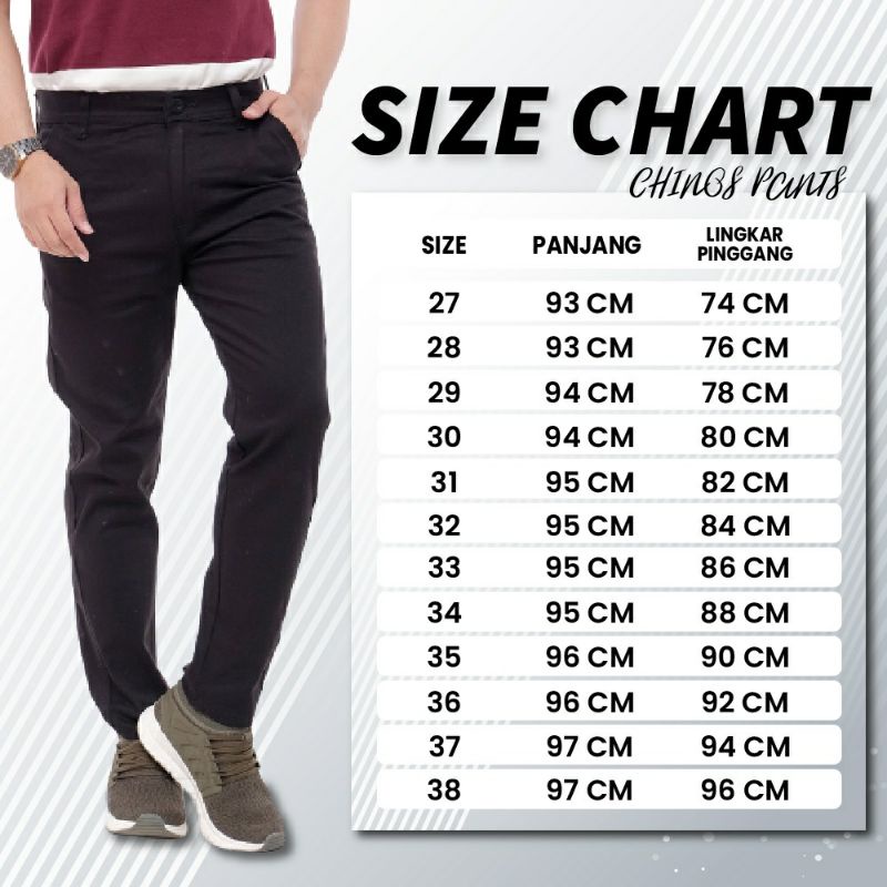 Celana panjang CHINO pria Slimfit KERJAHARIAN Santai Casual Formal Hitam abu Mocca cream