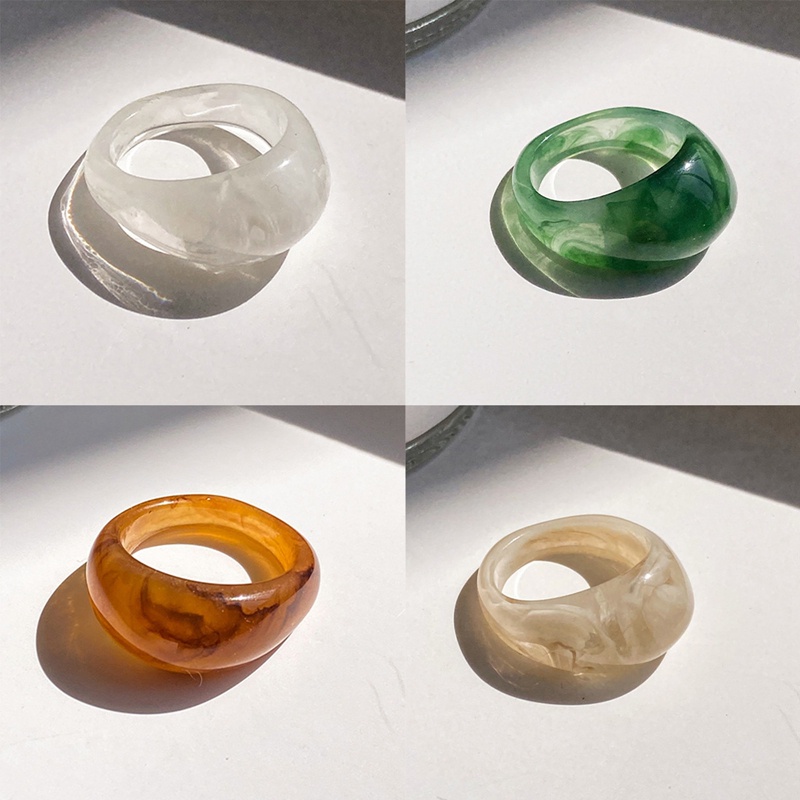 Warna-warni Manis Cincin Akrilik Untuk Wanita Fashion Transparan Geometris Resin Jari Cincin Perempuan Pesta Perhiasan Hadiah