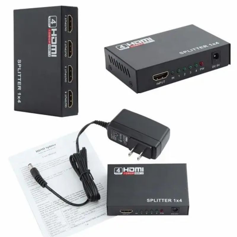 HDMI SPLITTER 4 PORT HUB 1x4 HD amplifier v1.4 3D