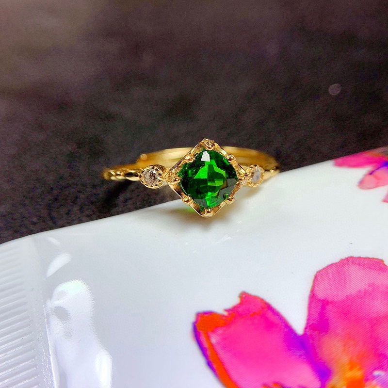 Cincin Elegan Abadi Kristal Hijau Untuk Wanita Cincin Perak925 Sterling Hadiah Pesta Pernikahan