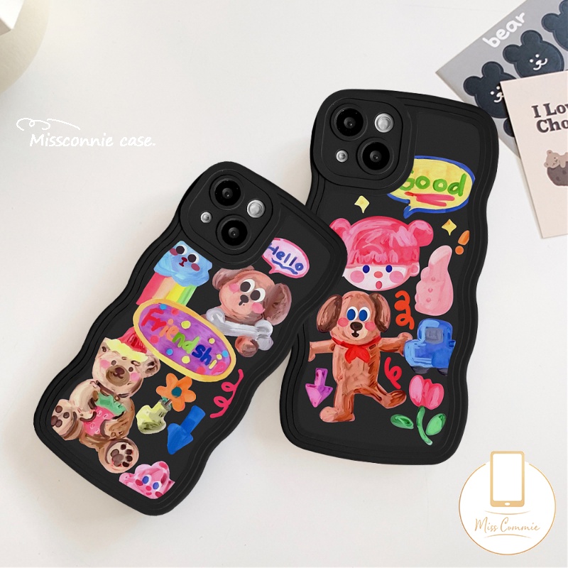 REDMI Redmi9 12C 10 10A 10C A1 9T 9A 9C A1+Mi 11T Pro Note 10Pro 11 9 8 10 10s 9Pro 11Pro+9s 11s PO CO M3 X3 NFC Pro Kartun Graffiti Anjing Lucu Gadis Stiker Lembut Case Wavy Edge