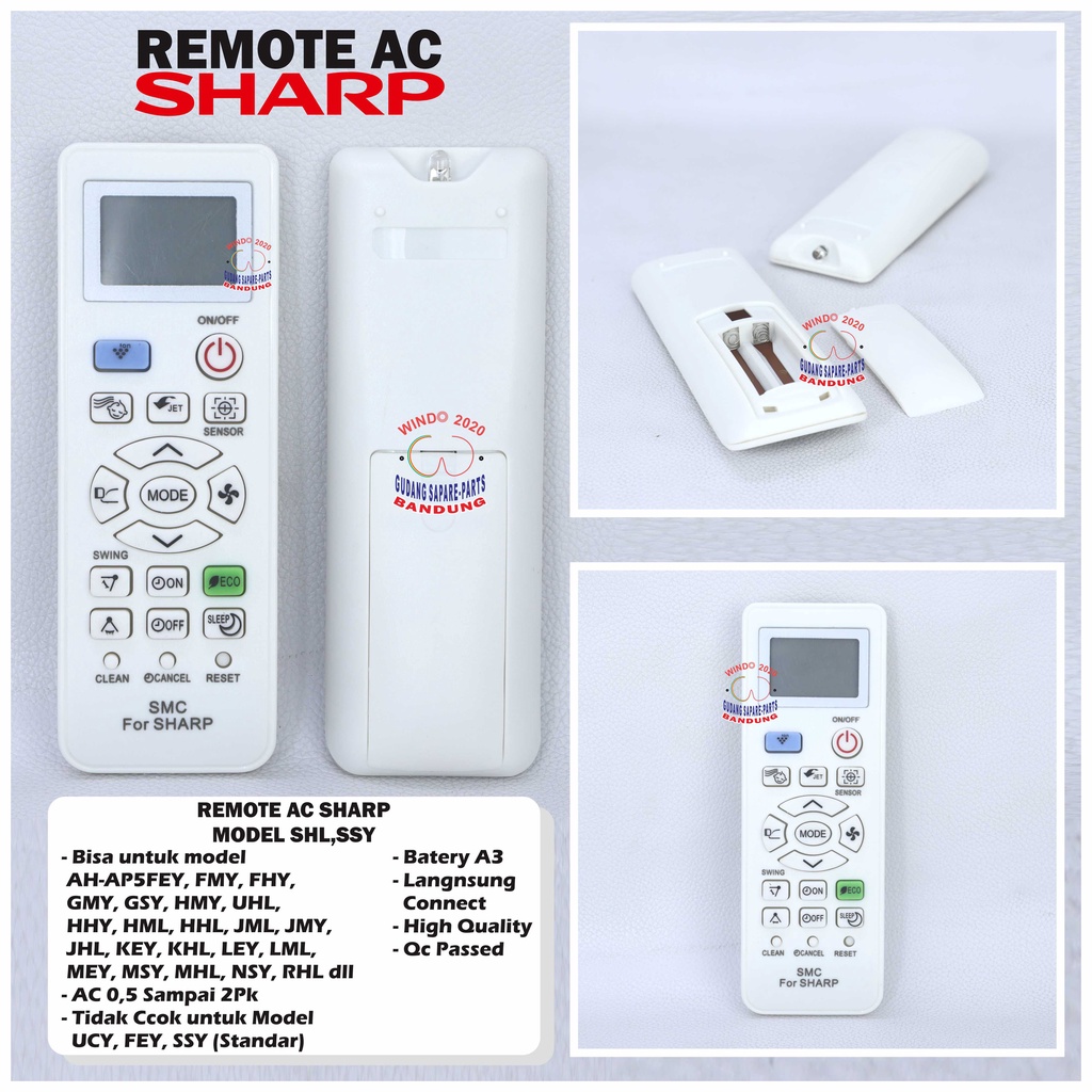 REMOTE CONTROL AC SHARP / GREE 0.5PK SAMPAI 2PK | REMOT KONTROL AC UNIVERSAL / MULTI