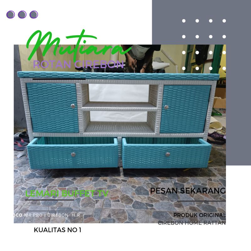 Lemari Buffet TV Rotan sintetis