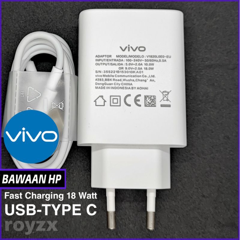 CHARGER CAS VIVO Y21 Y75 Y21T FAST CHARGING TYPE C ORIGINAL BEKAS BAWAAN HP