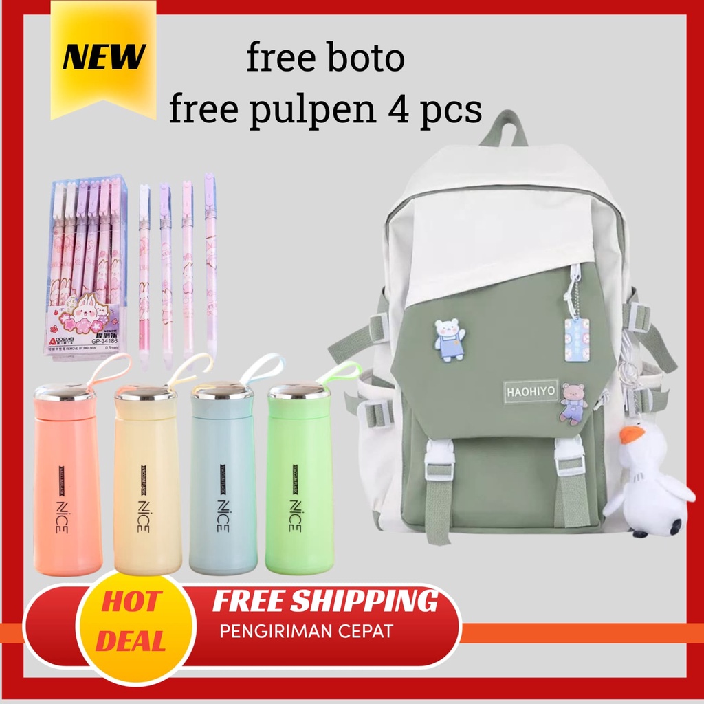 Tas Sekolah Anak Perempuan SD SMP SMA Ransel Kerja ORIGINAL Tas Sekolah Anak Laki-Laki Free Botol Minum Kaca