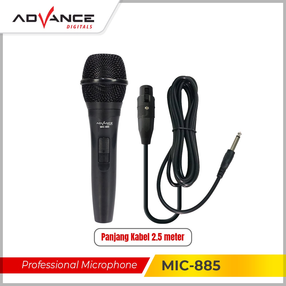 Advance MIC 885 Professional Dynamic Microphone Kabel 2.5M Black