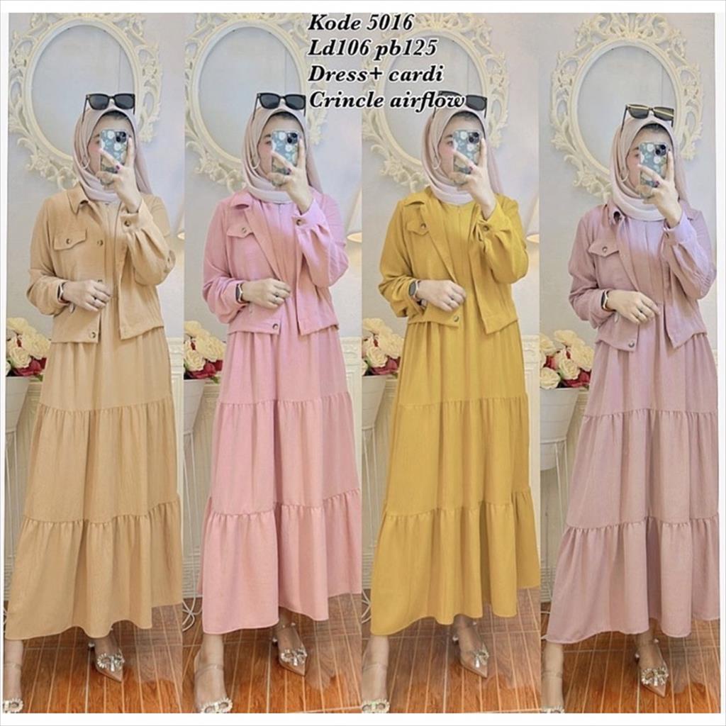 LS 480 - Maxy Dress Audrey 2in1 Crinkle Airflow Premium Baju Gamis Pakaian Wanita Busui Friendly Anti Kusut