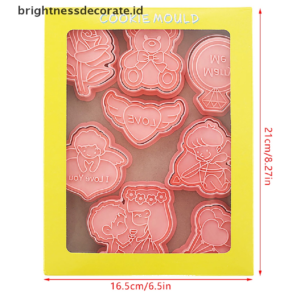 [Birth] 8pcs 3D Kartun Cookie Cutters Valenes Day Biscuit Mold DIY Fondant Decorag Untuk Ulang Tahun Pesta Pernikahan Natal Cookies [ID]