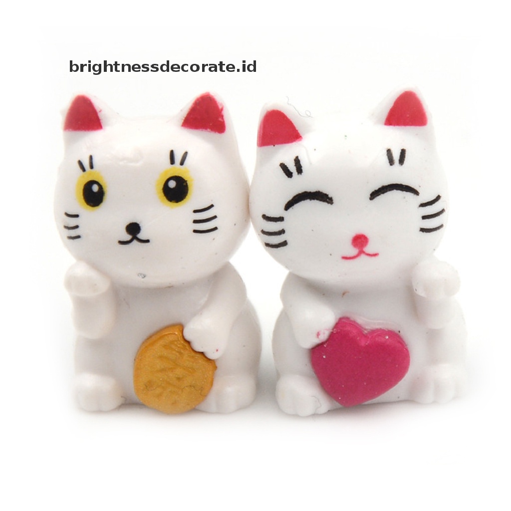 [Birth] 4pcs Kartun Kucing Keberuntungan Lanskap Mikro Dekorasi Taman Miniatur Ornamen [ID]