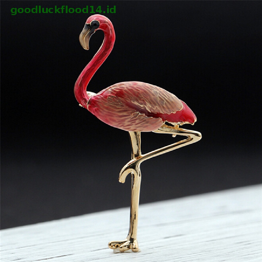 [GOOGFOUR] Flamingo Bros Pin Enamel Kerah Bros Wanita Lencana Perhiasan Bros Aksesoris [TOP]