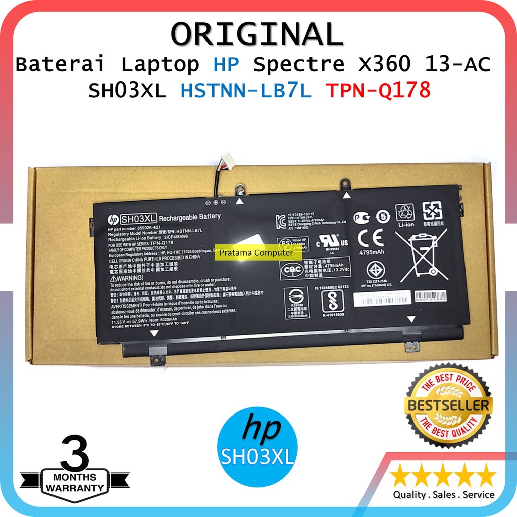 Baterai Battery Batre Original Laptop HP Spectre X360 13-AC023DX SH03XL