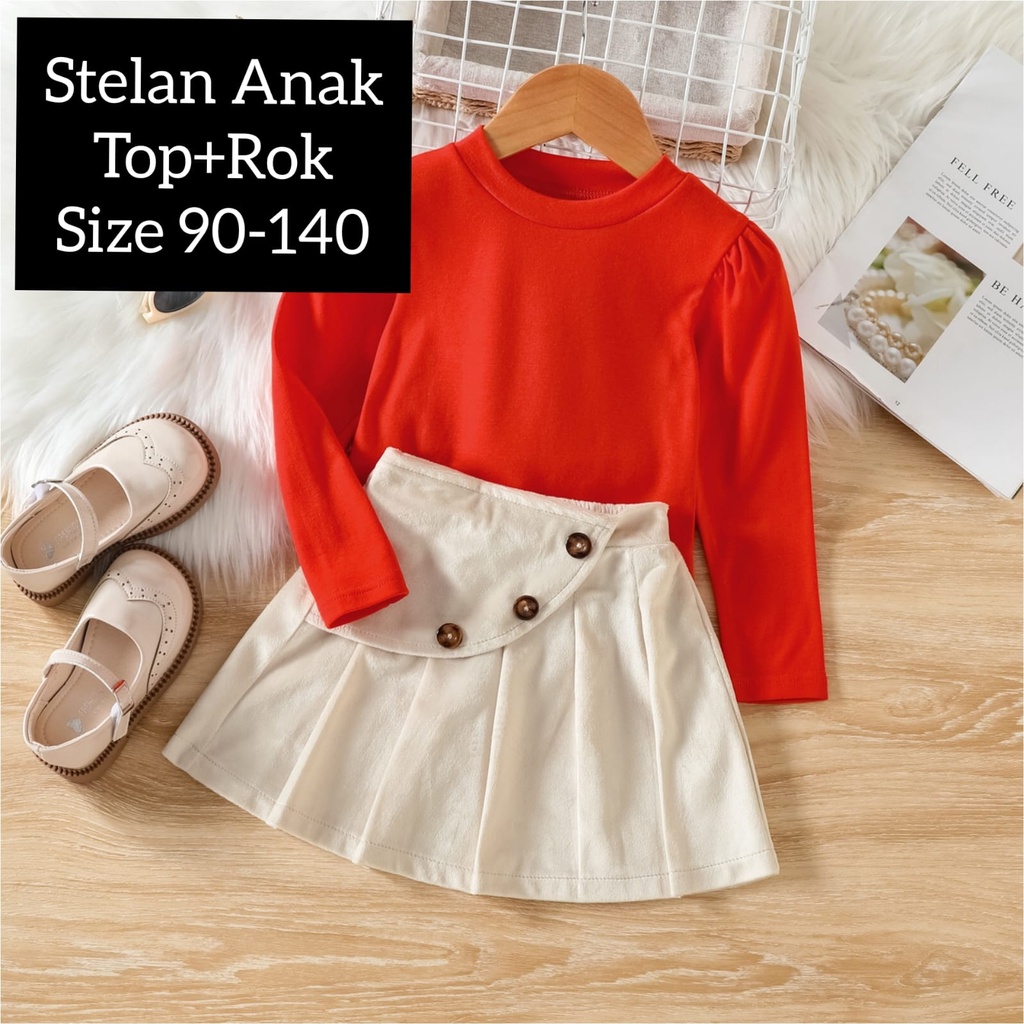 (LOLI-JKT) BS-370 STELAN ANAK CEWEK SOFT JINGGA SIZE 90-140