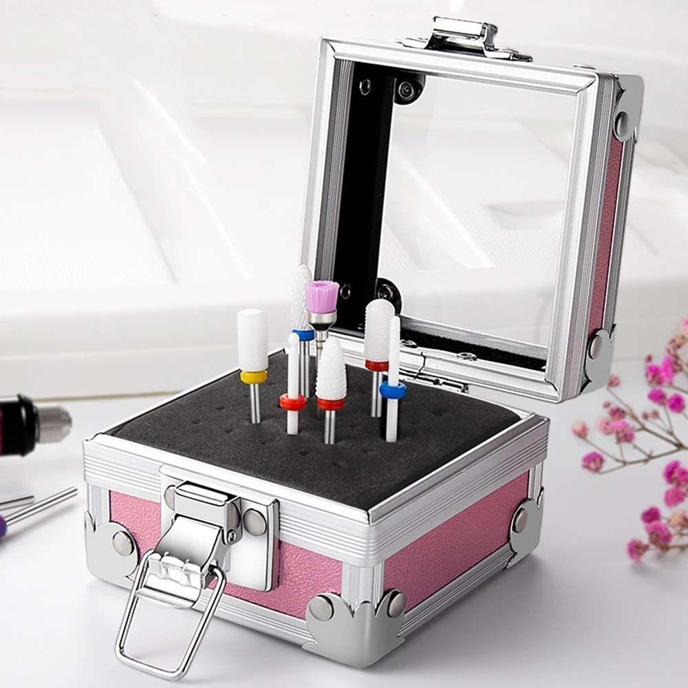 Mxbeauty Kotak Penyimpanan Kepala Gerinda Kuku Wanita Nail Art Tips Wadah Penyimpanan Aksesoris Manicure Organizer Case Nail Polishing Head Stand