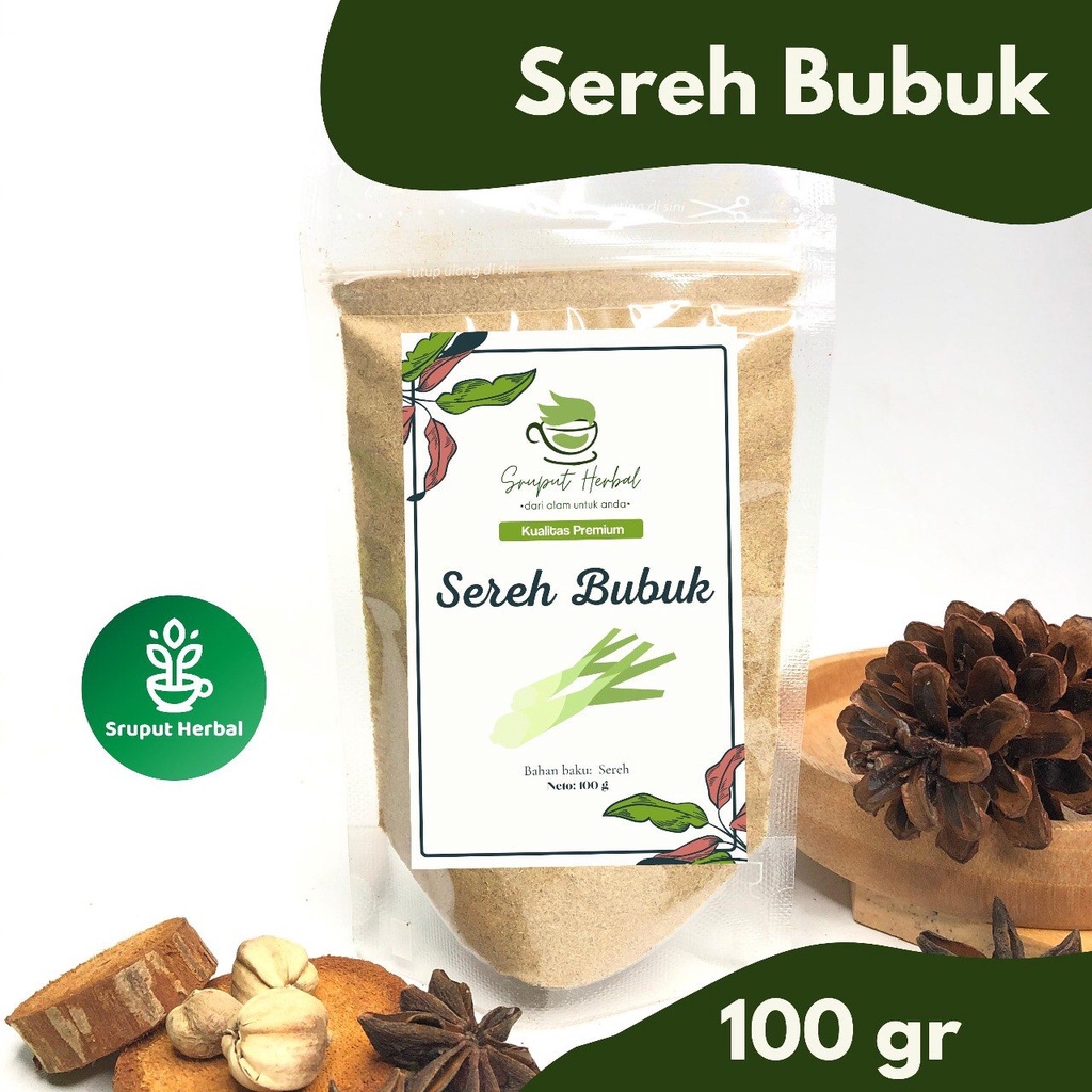 

100gr Sereh Bubuk Murni Serai Ground Lemongrass Kualitas Premium JSR Rempah Sruput Herbal [COD]
