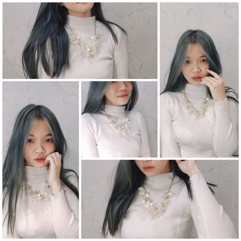 Alison Flowery Pearl Necklace Kalung Crystal Panjang Hijab Bunga Kristal Rantai