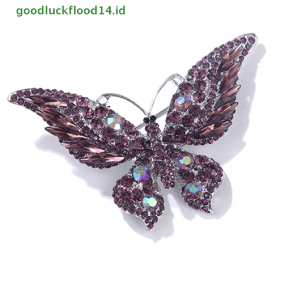 [GOOGFOUR] Fashion Colorful Butterfly Bros Pernikahan Kristal Berlian Imitasi Serangga Broche Mujer Bouquet Jilbab Syal Pin [TOP]