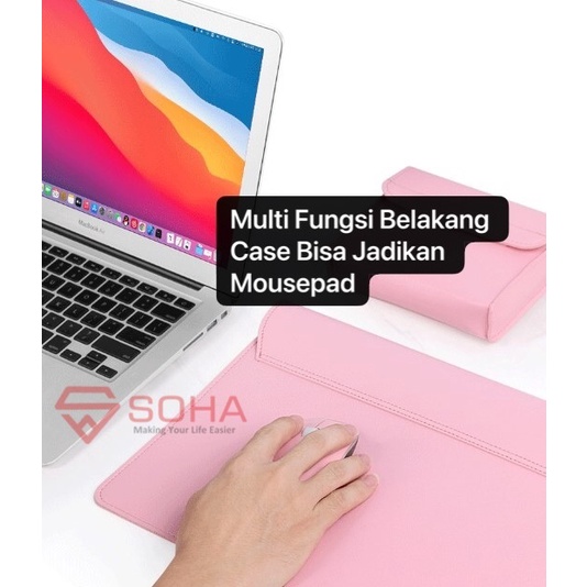 LC-06 SOHA Sleeve Case Kualitas PREMIUM PU LEATHER Kulit Wangi for Ultra book / for Macbook Air / Sarung Celup for LAPTOP Model Skin Pro Tipis dan Lembut Ukuran 13 14 15 15.6 Inch