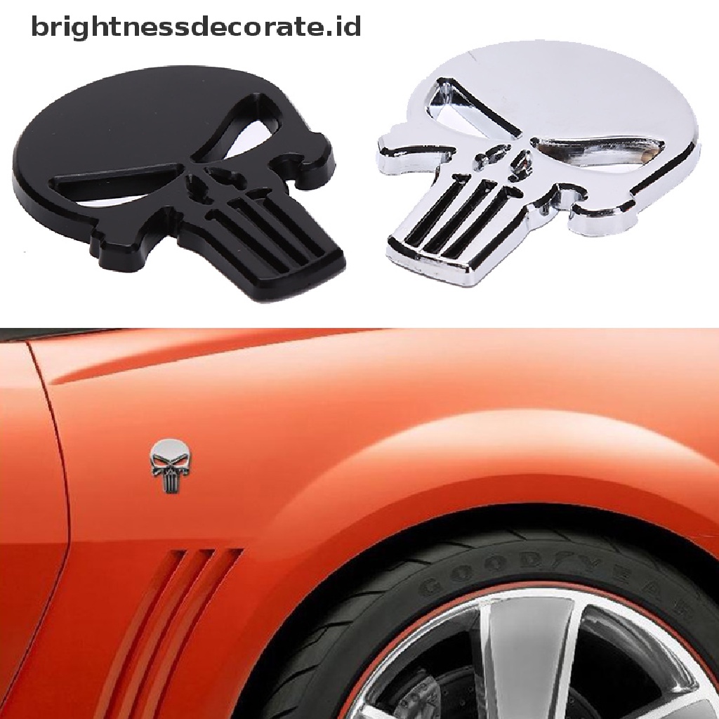 [Birth] 3d Metal Skull Head Stiker Mobil Keren Emblem Sticker Aksesoris Styling Mobil [ID]