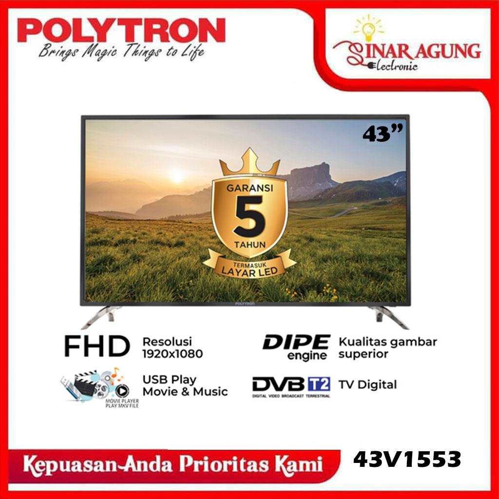 POLYTRON LED TV DIGITAL 43 INCH PLD 43V1553 100% ORI