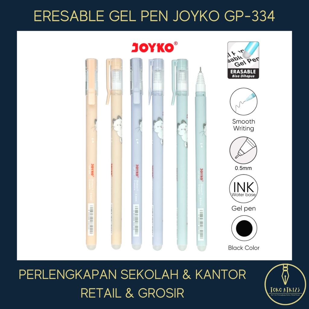 Erasable Gel Pen Pulpen Bisa Dihapus Joyko GP-334 Shokyo 7 Gel 0.5 mm