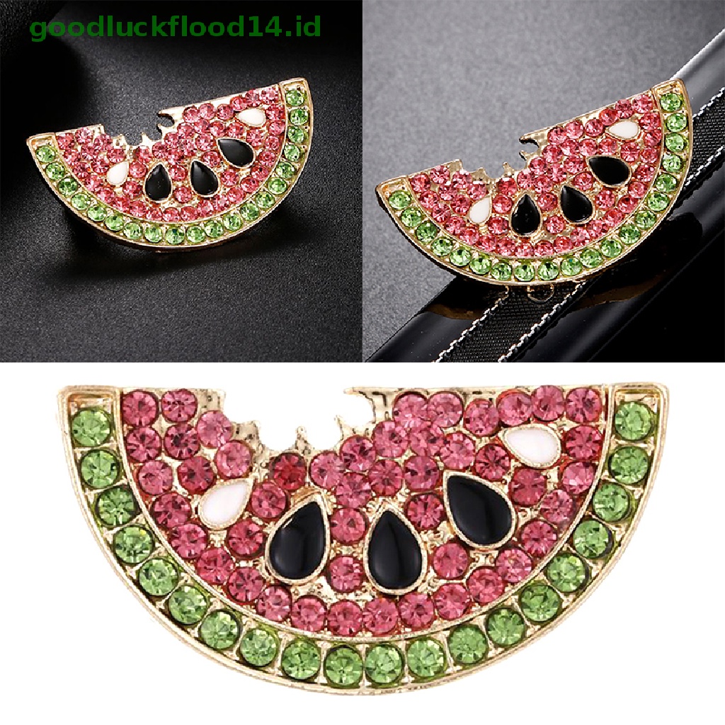 [GOOGFOUR] Mode Kristal Semangka Bros Pin Kerah Lencana Korsase Aksesoris Perhiasan [TOP]