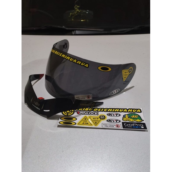 COD ⭐paket kaca visor KYT Rc7 irdium rainbow drak smoke clear /KYT k2r/ kyt r10 + Spoiler KYT / gratis stiker visor