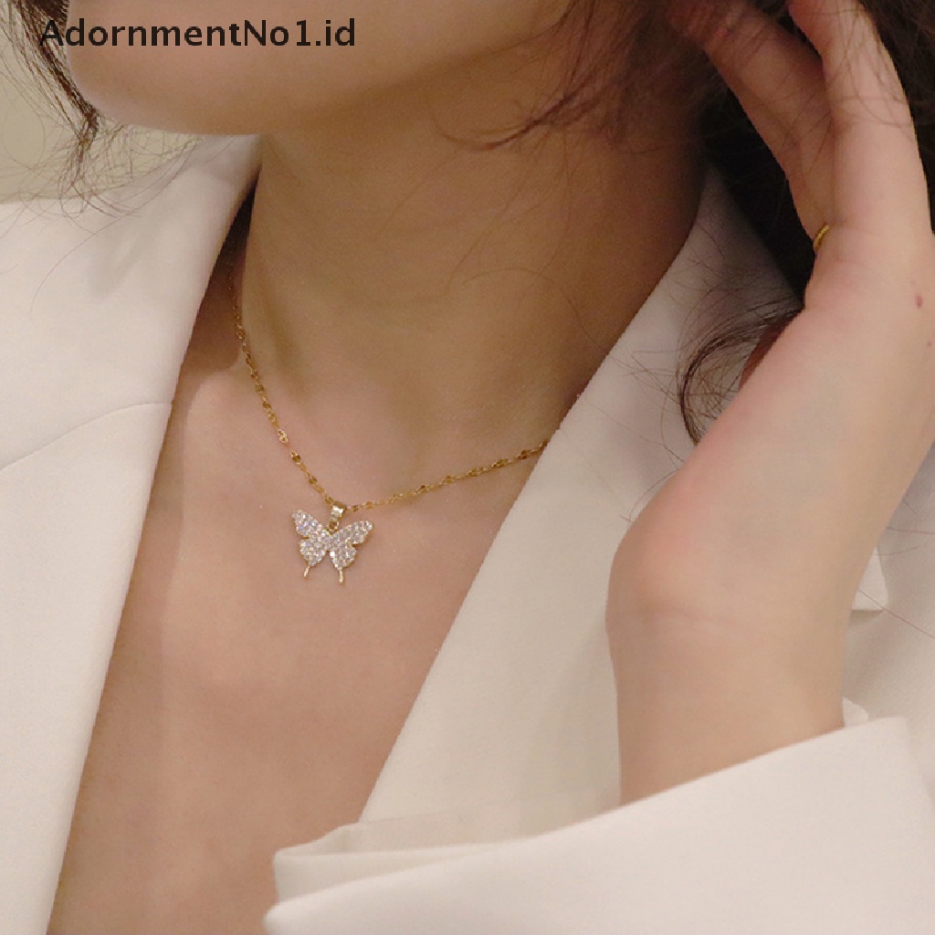 [AdornmentNo1] Fashion Korea Liontin Emas Kupu-Kupu Kalung Untuk Wanita Rantai Leher Perhiasan Stainless steel Perempuan [ID]