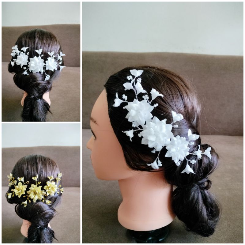 AKSESORIS RAMBUT JILBAB/ HAIRPIECE HEADPIECE/ HIASAN BUNGA/ aksesoris pengantin/ kebaya pesta/ korsa