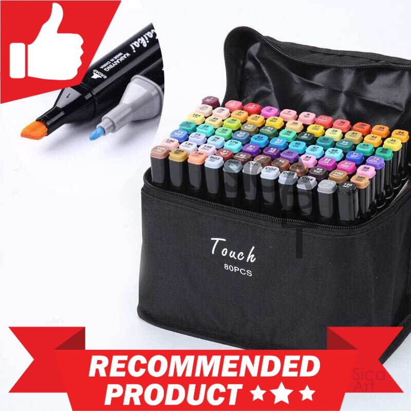 

TOUCH Spidol Dual Side Fine Art Brush Pen Art Marker Set 80 Color - HL270