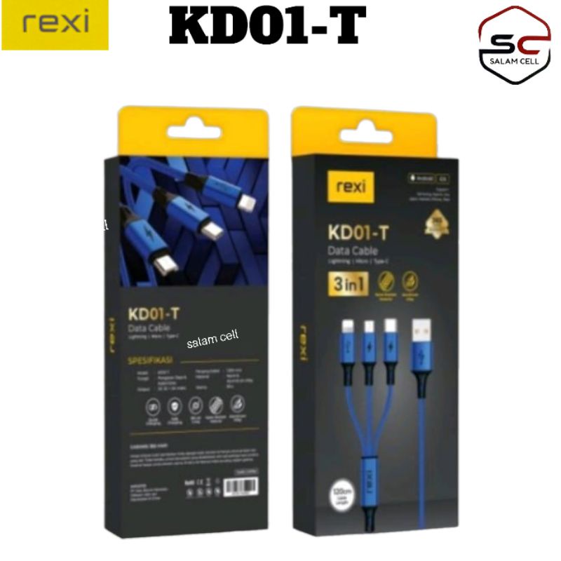 Kabel Data iPhone Micro Type C Rexi KD01-T Original Garansi Resmi